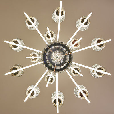 Modern Luxury Candle Crystal Stainless Steel Acrylic LED Chandelier For Living Room