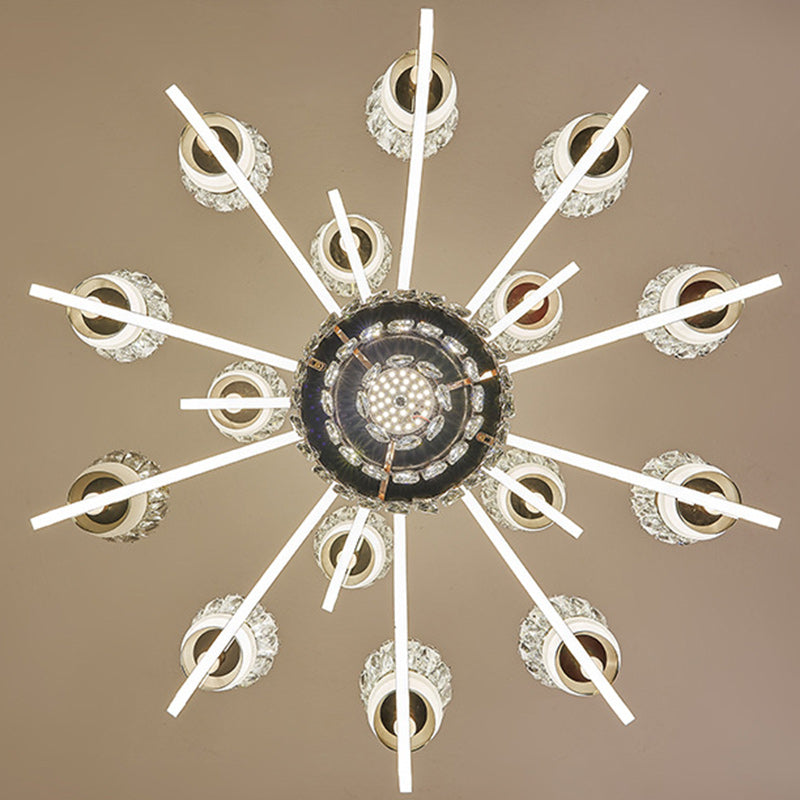 Modern Luxury Candle Crystal Stainless Steel Acrylic LED Chandelier For Living Room