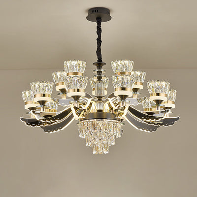 Modern Luxury Candle Crystal Stainless Steel Acrylic LED Chandelier For Living Room
