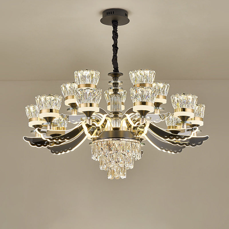 Modern Luxury Candle Crystal Stainless Steel Acrylic LED Chandelier For Living Room