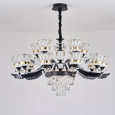 Modern Luxury Candle Crystal Stainless Steel Acrylic LED Chandelier For Living Room