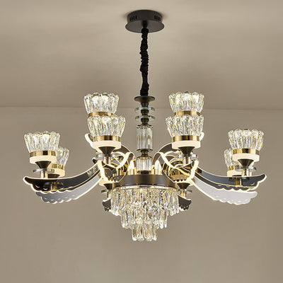 Modern Luxury Candle Crystal Stainless Steel Acrylic LED Chandelier For Living Room