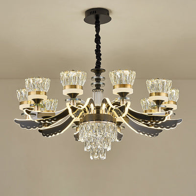 Modern Luxury Candle Crystal Stainless Steel Acrylic LED Chandelier For Living Room