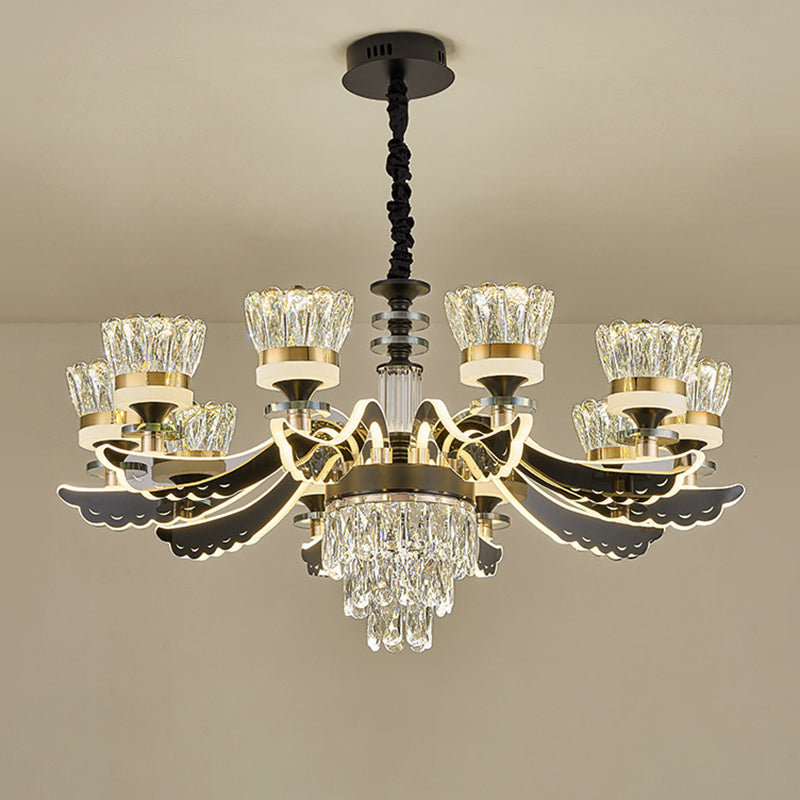 Modern Luxury Candle Crystal Stainless Steel Acrylic LED Chandelier For Living Room