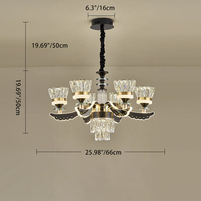 Modern Luxury Candle Crystal Stainless Steel Acrylic LED Chandelier For Living Room