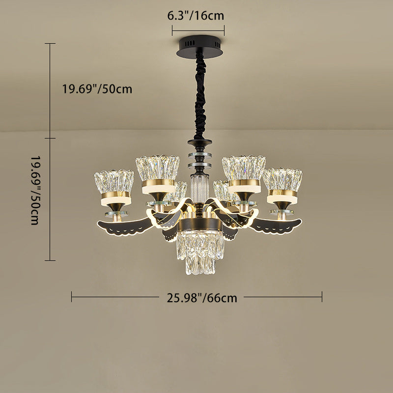 Modern Luxury Candle Crystal Stainless Steel Acrylic LED Chandelier For Living Room