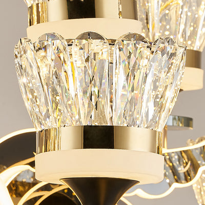 Modern Luxury Candle Crystal Stainless Steel Acrylic LED Chandelier For Living Room