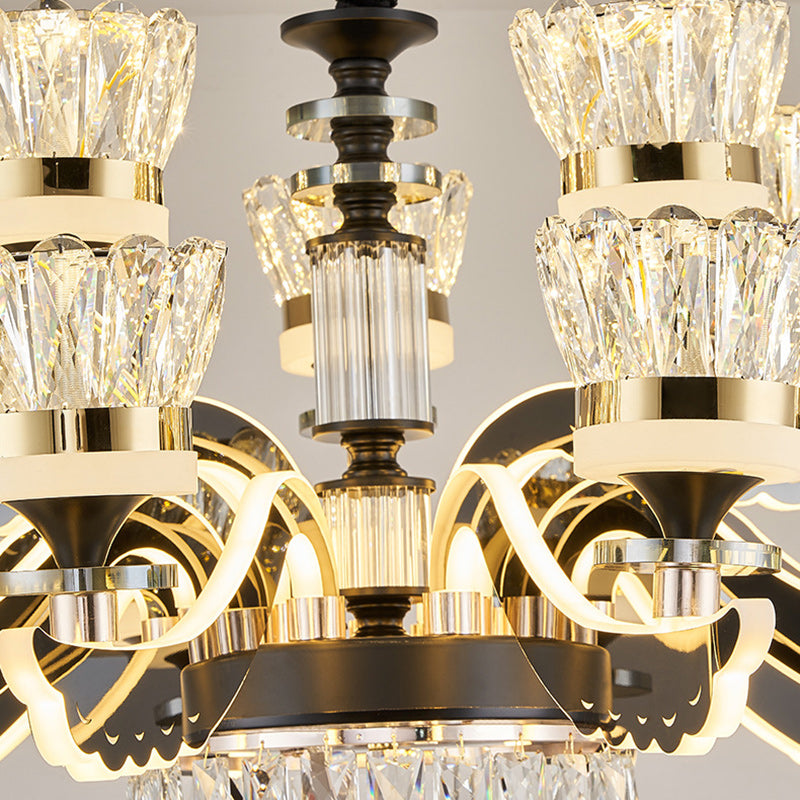 Modern Luxury Candle Crystal Stainless Steel Acrylic LED Chandelier For Living Room