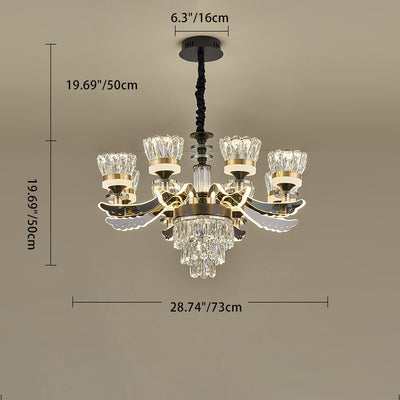 Modern Luxury Candle Crystal Stainless Steel Acrylic LED Chandelier For Living Room