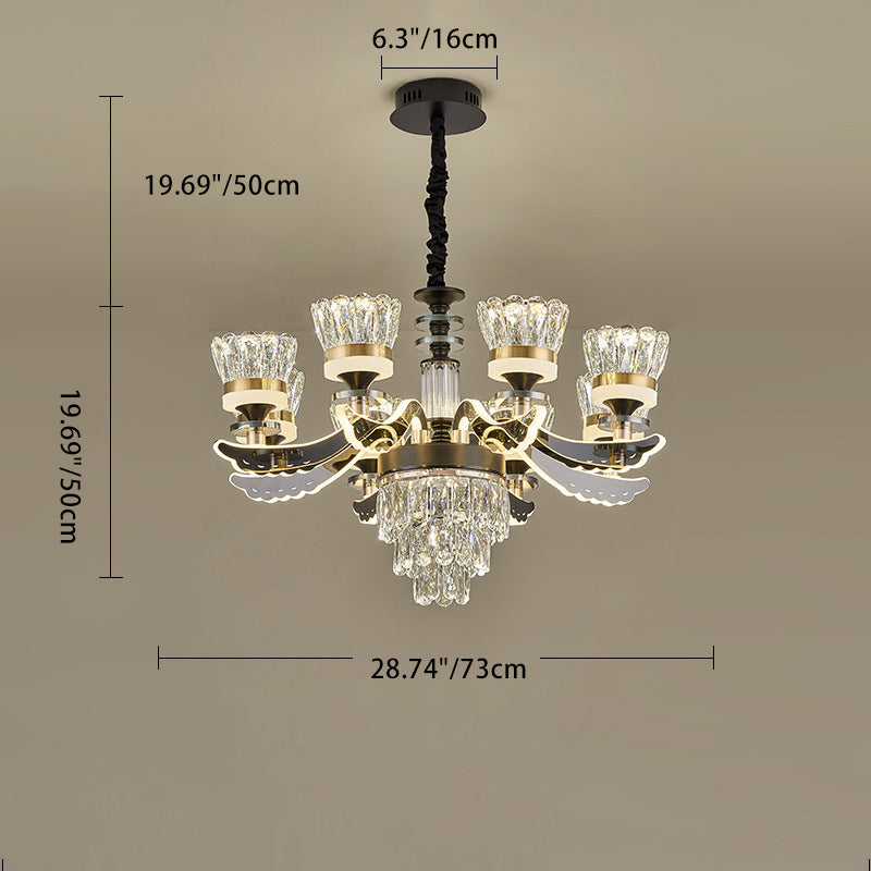 Modern Luxury Candle Crystal Stainless Steel Acrylic LED Chandelier For Living Room