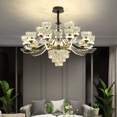 Modern Luxury Candle Crystal Stainless Steel Acrylic LED Chandelier For Living Room
