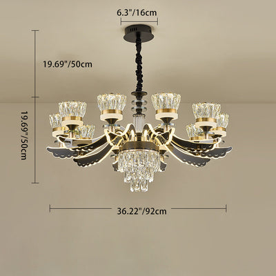 Modern Luxury Candle Crystal Stainless Steel Acrylic LED Chandelier For Living Room