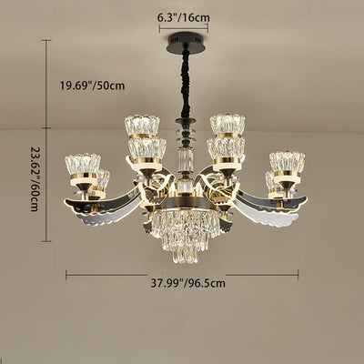 Modern Luxury Candle Crystal Stainless Steel Acrylic LED Chandelier For Living Room