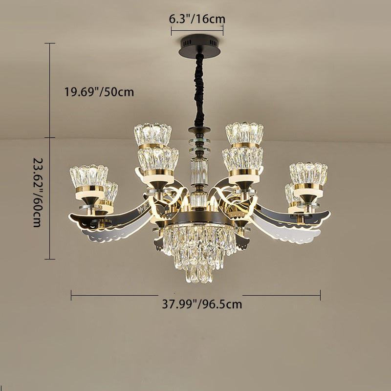 Modern Luxury Candle Crystal Stainless Steel Acrylic LED Chandelier For Living Room