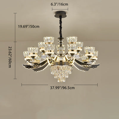 Modern Luxury Candle Crystal Stainless Steel Acrylic LED Chandelier For Living Room