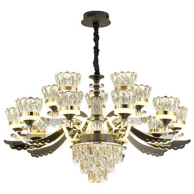 Modern Luxury Candle Crystal Stainless Steel Acrylic LED Chandelier For Living Room