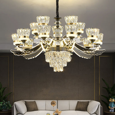 Modern Luxury Candle Crystal Stainless Steel Acrylic LED Chandelier For Living Room