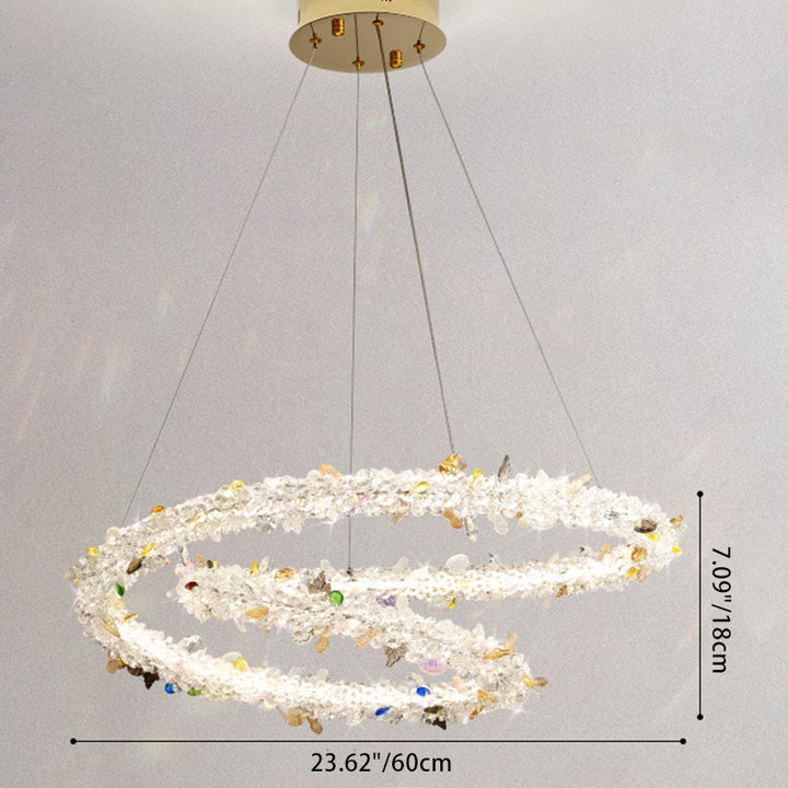 ثريا LED بتصميم عصري فاخر على شكل حلقة كريستال مستديرة لغرفة المعيشة 