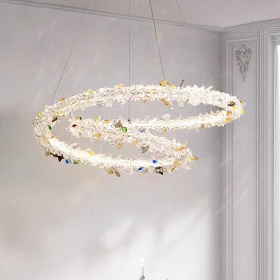 Lustre LED moderne de luxe en forme d'anneau en cristal pour salon 