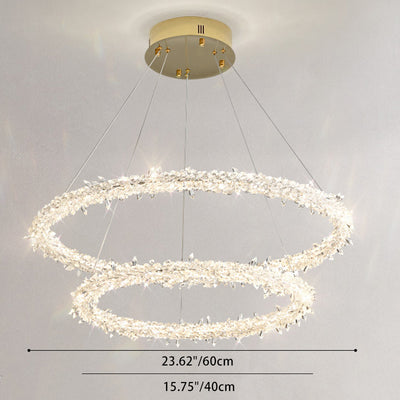 Lustre LED moderne de luxe en forme d'anneau en cristal pour salon 
