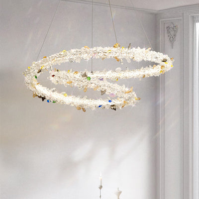 Lustre LED moderne de luxe en forme d'anneau en cristal pour salon 