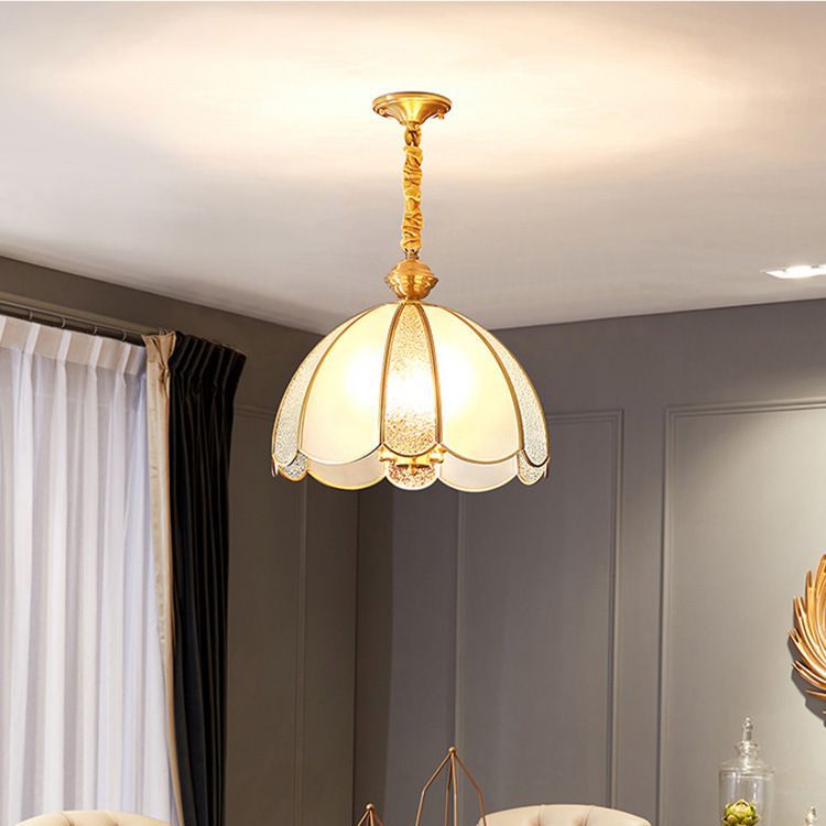 Modern Luxury Flower Shape Frosted Diamond Glass Brass 1/3-Light Pendant Light For Living Room