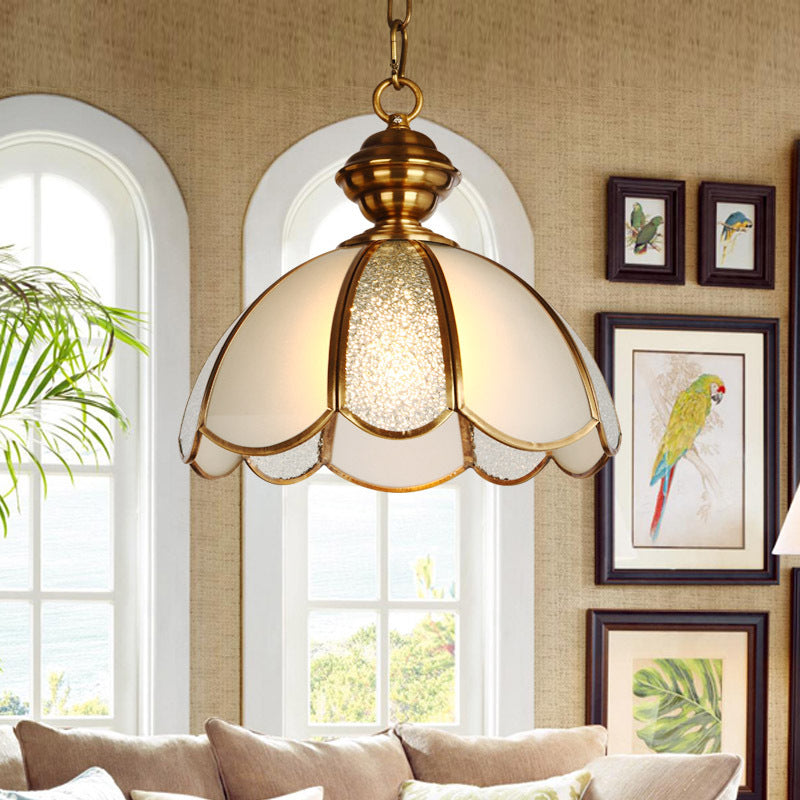 Modern Luxury Flower Shape Frosted Diamond Glass Brass 1/3-Light Pendant Light For Living Room