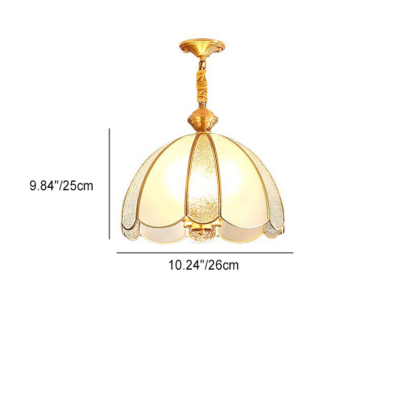 Modern Luxury Flower Shape Frosted Diamond Glass Brass 1/3-Light Pendant Light For Living Room