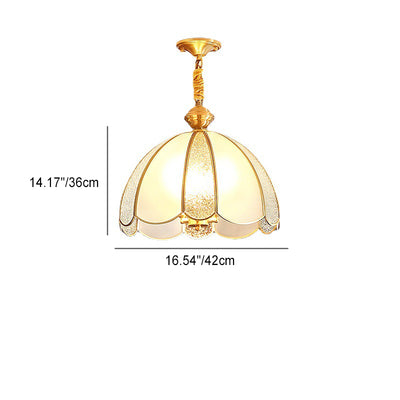Modern Luxury Flower Shape Frosted Diamond Glass Brass 1/3-Light Pendant Light For Living Room