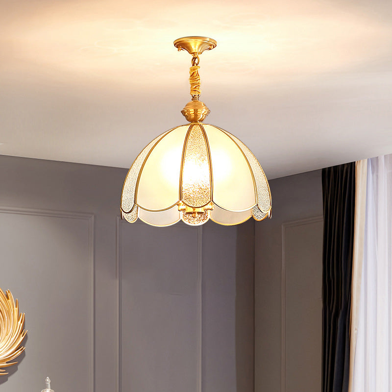 Modern Luxury Flower Shape Frosted Diamond Glass Brass 1/3-Light Pendant Light For Living Room
