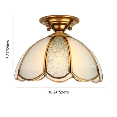 Lustre semi-encastré moderne de luxe en forme de cône de fleur avec verre givré et finition en laiton 1/3 lumière pour salon 