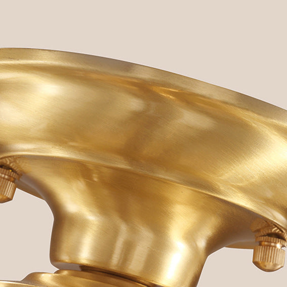 Lustre semi-encastré moderne de luxe en forme de cône de fleur avec verre givré et finition en laiton 1/3 lumière pour salon 