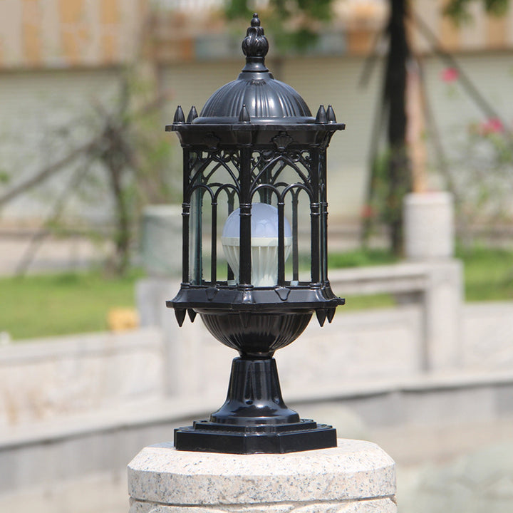 Luminaire de jardin traditionnel européen étanche à colonne en aluminium avec verre 1 lumière pour poteau 