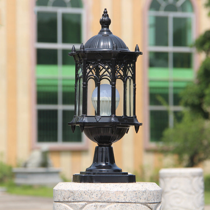 Luminaire de jardin traditionnel européen étanche à colonne en aluminium avec verre 1 lumière pour poteau 