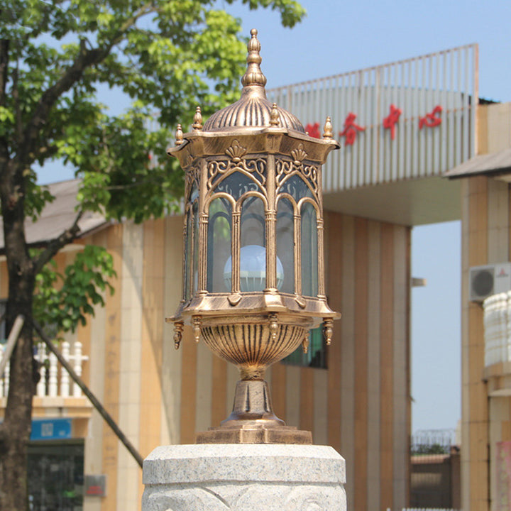 Luminaire de jardin traditionnel européen étanche à colonne en aluminium avec verre 1 lumière pour poteau 