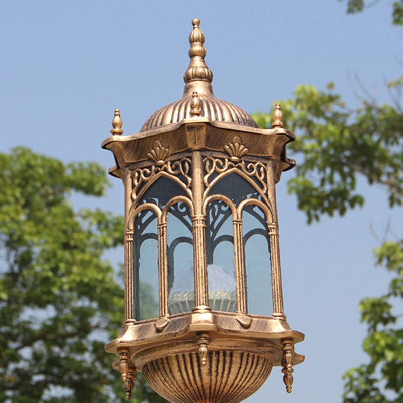 Luminaire de jardin traditionnel européen étanche à colonne en aluminium avec verre 1 lumière pour poteau 