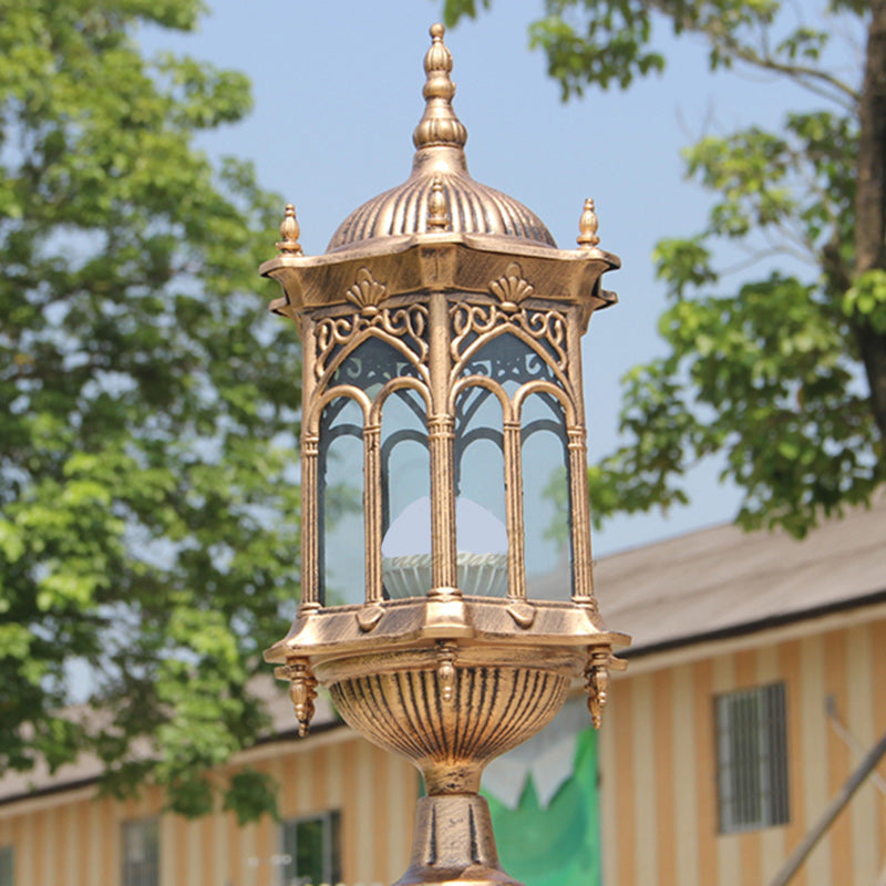 Luminaire de jardin traditionnel européen étanche à colonne en aluminium avec verre 1 lumière pour poteau 