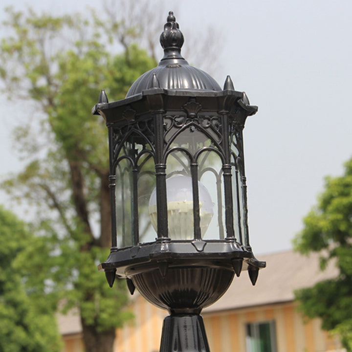 Luminaire de jardin traditionnel européen étanche à colonne en aluminium avec verre 1 lumière pour poteau 