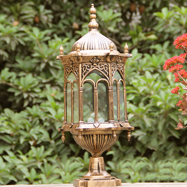 Luminaire de jardin traditionnel européen étanche à colonne en aluminium avec verre 1 lumière pour poteau 