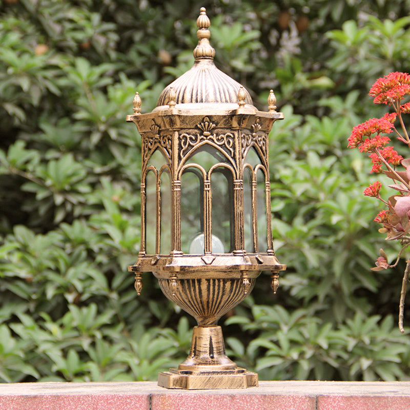 Luminaire de jardin traditionnel européen étanche à colonne en aluminium avec verre 1 lumière pour poteau 