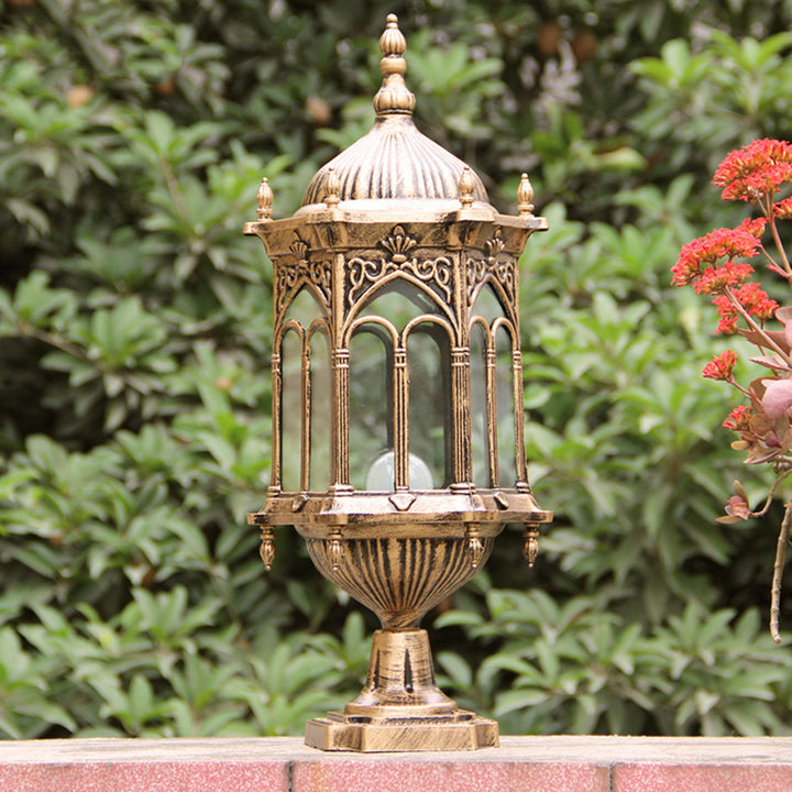Luminaire de jardin traditionnel européen étanche à colonne en aluminium avec verre 1 lumière pour poteau 