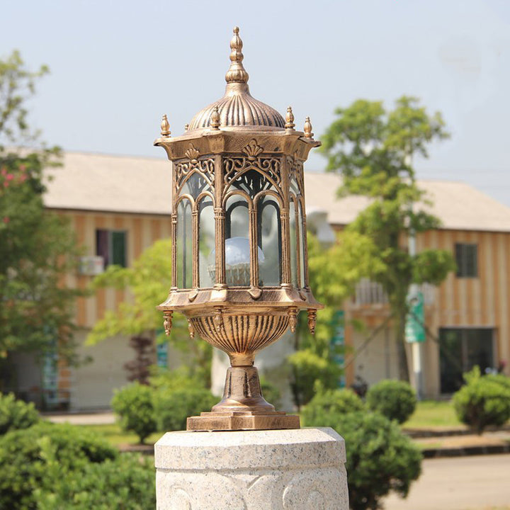 Luminaire de jardin traditionnel européen étanche à colonne en aluminium avec verre 1 lumière pour poteau 