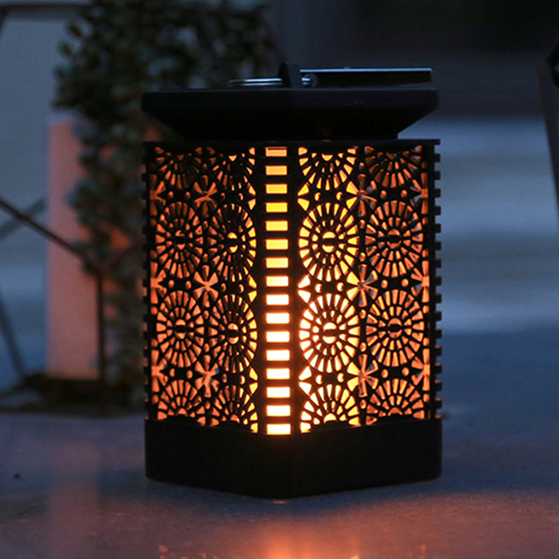 Lanterne rectangulaire contemporaine rétro solaire étanche à flamme ABS LED éclairage de paysage pour extérieur 