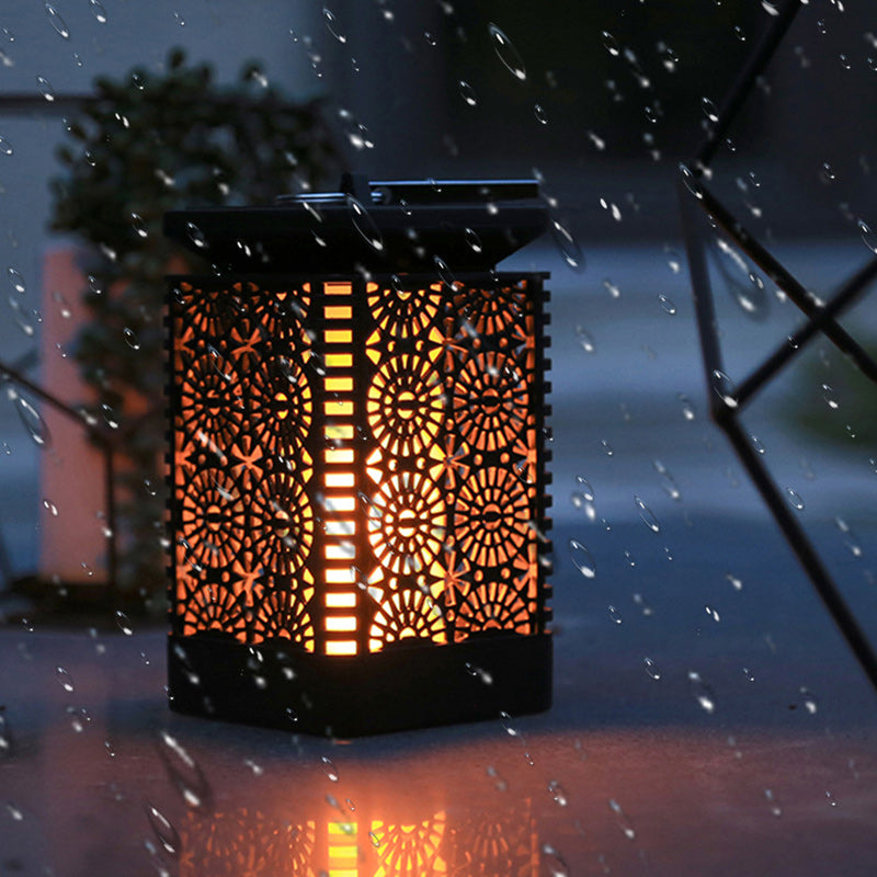 Lanterne rectangulaire contemporaine rétro solaire étanche à flamme ABS LED éclairage de paysage pour extérieur 