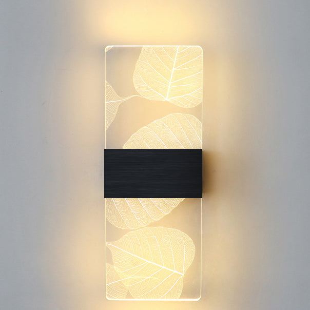 Applique murale LED en acrylique et aluminium avec rectangle minimaliste moderne et plumes ciel pour le salon 