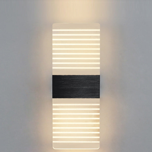 Applique murale LED en acrylique et aluminium avec rectangle minimaliste moderne et plumes ciel pour le salon 