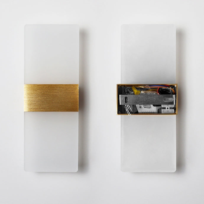 Applique murale LED en acrylique et aluminium avec rectangle minimaliste moderne et plumes ciel pour le salon 