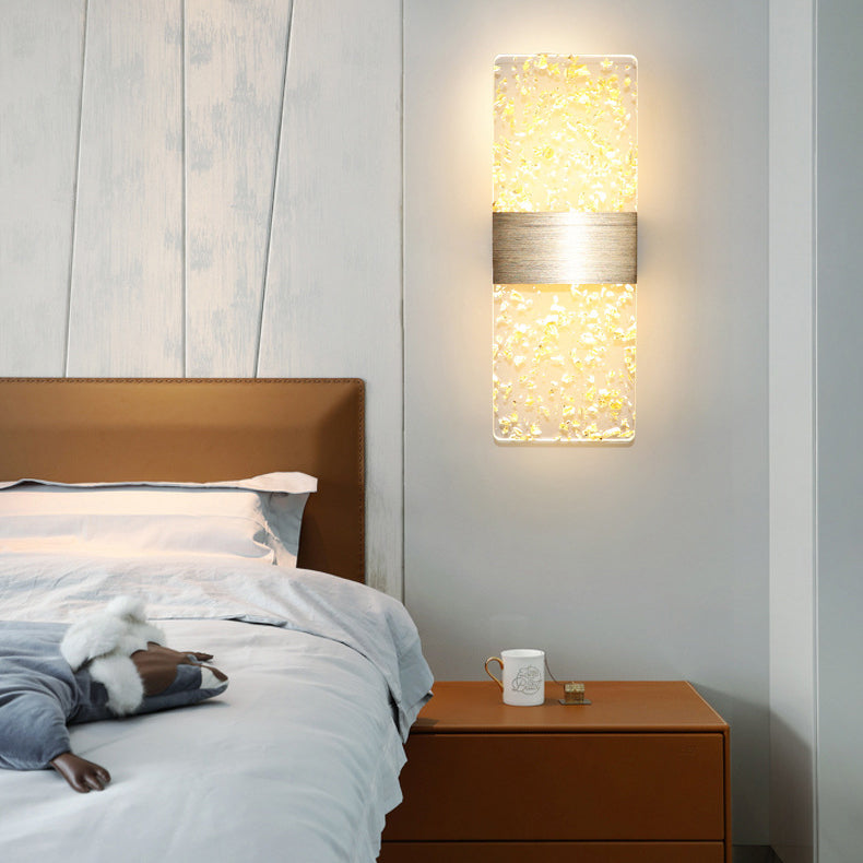 Applique murale LED en acrylique et aluminium avec rectangle minimaliste moderne et plumes ciel pour le salon 