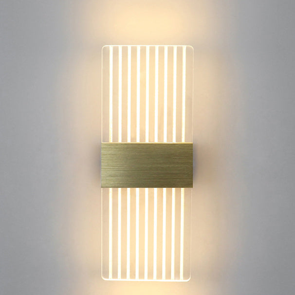 Applique murale LED en acrylique et aluminium avec rectangle minimaliste moderne et plumes ciel pour le salon 