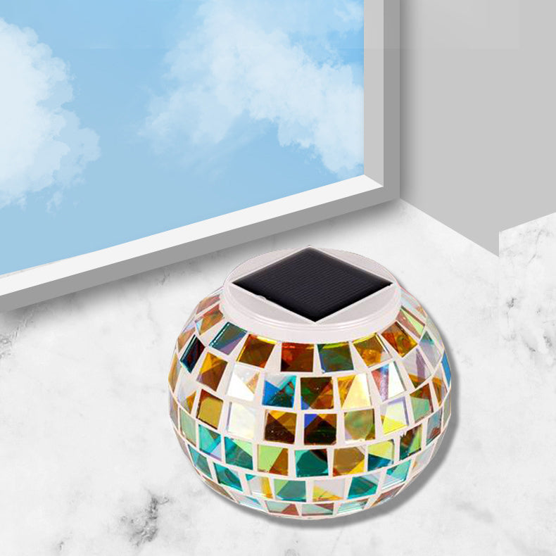 Moderne minimalistische Solar wasserdicht ABS bunte Glas Mosaik Ball LED Landschaft Beleuchtung Außenleuchte für den Außenbereich 